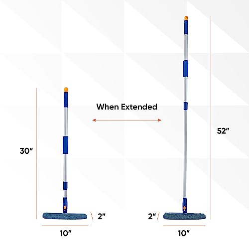 Superio Window Washer and Silicone Squeegee, Auto Easy Grip Extendable Handle Micro-fiber Washer with Rubber Squeegee