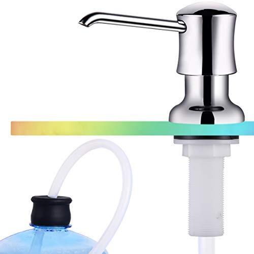 Sink Soap Dispenser for Kitchen Sink Chrome Upgrade with 40" Silicone Kitchen Soap Extension Hose, Connect to Your Soap Bottle Directly - color: Chrome, size: with Tube Kit
