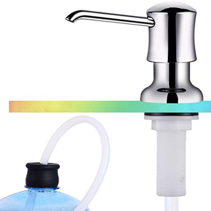 Sink Soap Dispenser for Kitchen Sink Chrome Upgrade with 40" Silicone Kitchen Soap Extension Hose, Connect to Your Soap Bottle Directly - color: Chrome, size: with Tube Kit