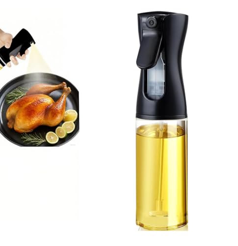 Olive Oil Sprayer for Cooking, 220ml Glass Oil Dispenser for Kitchen Gadgets, Food Grade Premium Spray Bottle, Continuous Spray with Portion Control, for Salad, Frying, BBQ (Black) - color: Black