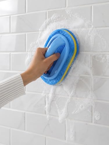 Cleaning Brush for Bathroom Kitchen Bathtub Toilet Cleaner All Purpose Shower Sponge Scrubbing Brush with Ergonomic Handle