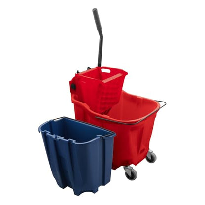 SPARTA OmniFit Mop Bucket System, Durable Mop Bucket, Side Press Wringer, and Soiled Water Insert, Floor Cleaning Essentials for Commercial and Home Use, 35 Qt Capacity, 1 Count, Red - color: Red