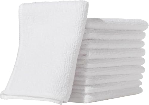 Furniture Clinic Pack of 10 Microfiber Cloths – Lint Free - White Cleaning Cloths - Reusable and Washable - color: White, size: 10 Pack (White)