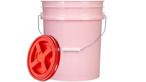 House Naturals 5 Gallon Pink Food Grade BPA Free Made in USA Plastic Storage Bucket with Lid Cover (Pack of 3) (with Scarlet Red Screw on Airtight Lids) - color: With Red Screw on Lids