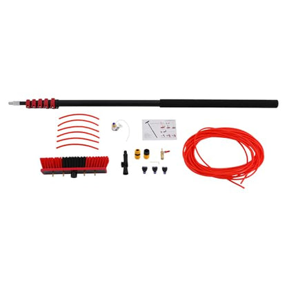 24ft Water Fed Pole Kit Solar Panel Cleaning Brush, Adjustable Window Cleaning Poles with 14in Water Fed Cleaning Brush, Solar Panel Cleaning Pole Outdoor Window Washing Equipment (24Ft, 14in Brush) - size: 24Ft, 14in Brush
