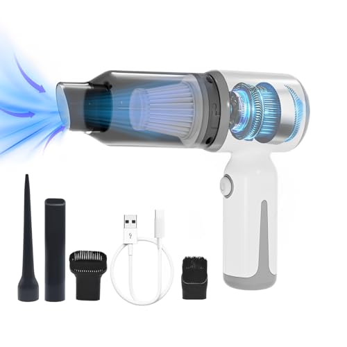 Mini Cordless Car Vacuum, Small Wireless Handheld Vacuum Cleaner 9000PA High Power Suction, Portable 3 in 1 Little Vacuum &Air Blower & Pump for Small Space at Home&Office - color: Ivory