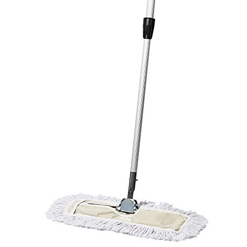 Commercial Dust Mop – 18 Inch Floor Sweeper for Hardwood, Reusable Cotton Mop Head, Extendable Handle, Dry Mop for Floor Cleaning & Janitorial Supplies - size: 18x5 Inch (Pack of 1)