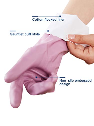 LANON 3 Pairs wahoo Skin-Friendly Cleaning Gloves, Dishwashing Kitchen Gloves with Cotton Flocked Liner, Reusable, Non-Slip, Mauve Mist, Large - color: Mauve Mist, size: Large (Pack of 3)