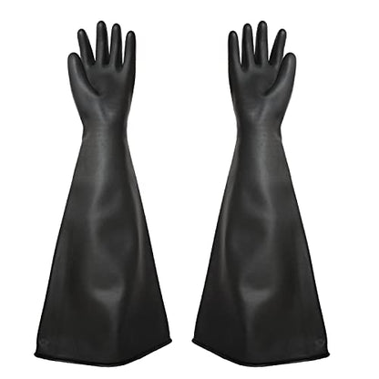 Heavy Duty Sandblasting Gloves Rubber Gloves for Sandblaster Protective Safety Work Black Striped Glove - color: Black 27.5” Gloves