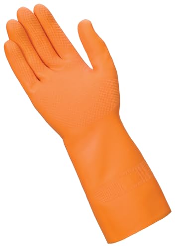 Mr. Clean Ultra Grip Heat-Resistant Reusable Gloves with Soft Cotton Flock Lining, Orange, Small - size: Small (Pack of 2)