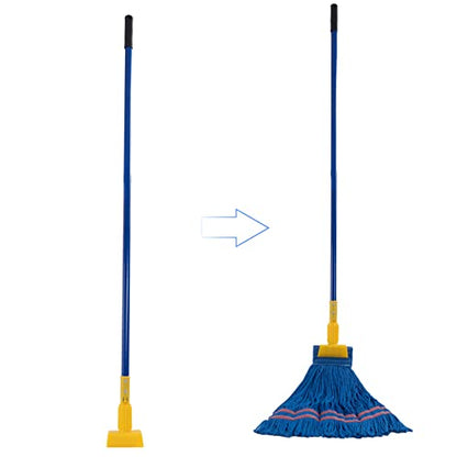 Matthew Cleaning Commercial Quick-Change Iron Mop Handle for Floor Cleaning Heavy Duty Mop Stick Replacement 60inch Jaw Clamp-Style Wet Mop Handle 6 Packs - color: Large Jaw Clamp - Blue