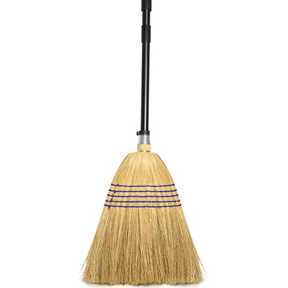 TidyBliss Corn Broom Heavy Duty, 59 inches Tall Household Indoor Outdoor Natural Straw Brush for Sweeping Garden, Garage, Yard, Porch, Patio, Sidewalk, Concrete, Stone Floors