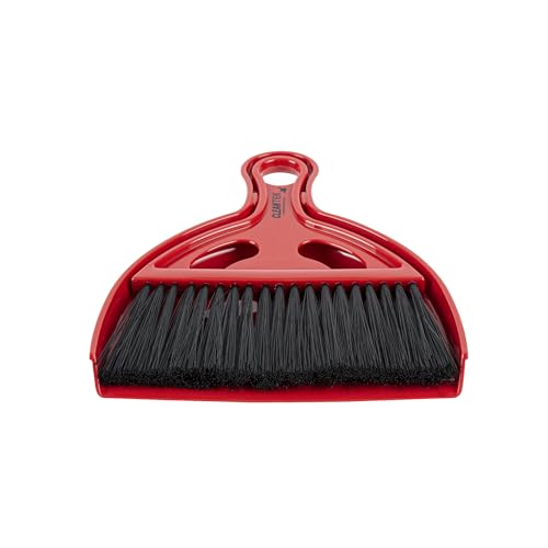Restaurantware Mini Broom and Dustpan Set 10 Pack of Plastic Handheld Brush and Pan Compact Cleaning Kit with Ergonomic Handle Red and Black Office Desk and Home Cleaning Set