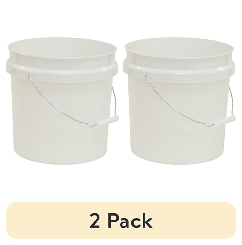 (2 Pack) 2 Gallon Round Comfort Handle Plastic Utility Bucket, White,Durable Round Cleaning and Storage Pails for Home, Garage, Garden