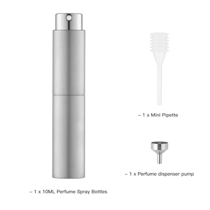 Tekson 10ml Travel Perfume Atomizer Refillable, Mini Cologne Spray Bottle Empty, Small Coffee Spray Bottle (Sliver) - color: sliver