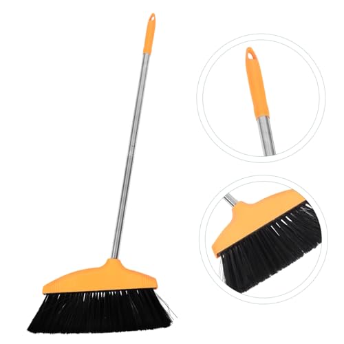 PRETYZOOM Stainless Steel Handle Soft Bristle Broom Dust Pan Wide Angle Floor Sweeper for Home Kitchen