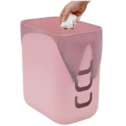 STORi Luup Bathroom Wastebasket, Secure Grocery Bags, Plastic Garbage Container for Vanity, Laundry Room, Kitchen, Office, 2.5 Gallon, Pink, Made in USA - color: Pink