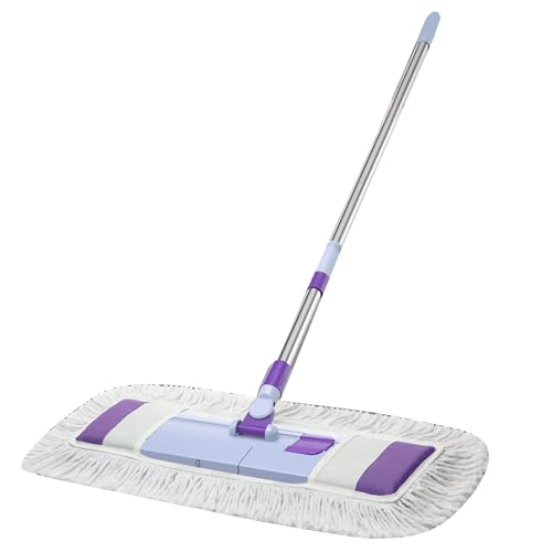 Flat Mop for Floor Cleaning, Wet and Dry Mop with Flexible Flat Head, Efficient Dust Dirt Adsorption, Telescopic Handle 33.86 - 49.21in for Home Hardwood Tile Floors