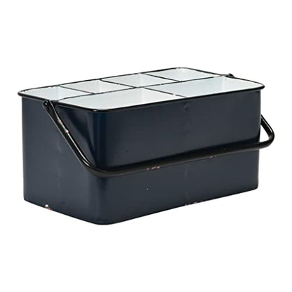 Creative Co-Op Farmhouse Metal Storage Caddy with 6 Compartments and Handle, Distressed Blue and White - color: Blue and White