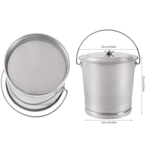 8.5Qt/2.2Gal Compost Bucket Bin Stainless Steel Pail Ice Buckets Milk Pail | Compost Bin Food Scrap Slop Bucket Ice Buckets Milk Pails With Lid Kitchen Waste Kennels and Farms Garden Supplies - size: 8L/8.5Qt/2.2Gal:9.84*8.66*9.84 inch