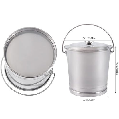 8.5Qt/2.2Gal Compost Bucket Bin Stainless Steel Pail Ice Buckets Milk Pail | Compost Bin Food Scrap Slop Bucket Ice Buckets Milk Pails With Lid Kitchen Waste Kennels and Farms Garden Supplies - size: 8L/8.5Qt/2.2Gal:9.84*8.66*9.84 inch