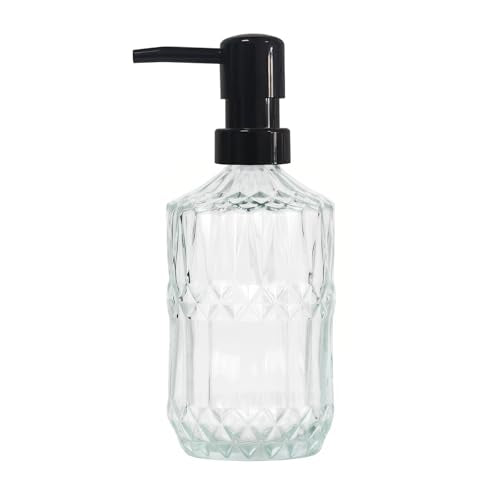 Clear Glass Soap Dispenser with Black Pump, 15oz Liquid Hand Dispenser, Refillable Lotion Dish Soap Dispenser for Modern Home Decor, Bathroom, Kitchen Countertop, Hotel - color: Clear