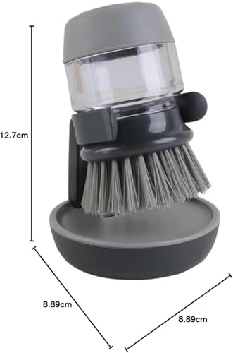 Soap Dispensing Dish Brush with Holder and Drip Tray, Kitchen Scrub Brush for Pans and Sinks, Refillable Dish Detergent Dispenser for Easy Cleaning (Green) - color: Green
