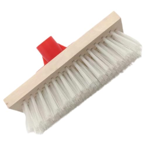 NUOBESTY Stiff Bristle Floor Brush with Long Handle, Sturdy Nylon Deck Scrubbing Brush for Outdoor Patio, Bathroom, and Carpet Cleaning, 40cm Hard Bristle Scrubber for Home Use