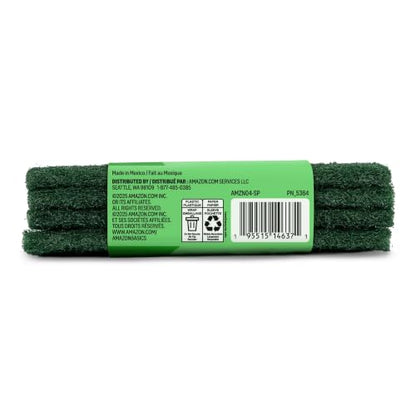 Amazon Basics Heavy Duty Scour Pads, Dish Scrubber for Kitchen + Outdoor, 4 Count, Pack of 1