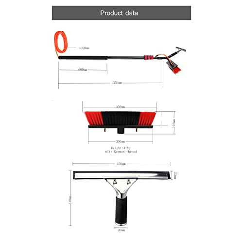 Water Fed Pole Kit, Water Fed Brush W/Squeegee, 270° Azimuth Adjustment for Cleaning,Water Fed Cleaning System, 3-in-1 Aluminum Outdoor Window,6.0 M/19.7 Ft - size: 6.0 M/19.7 Ft