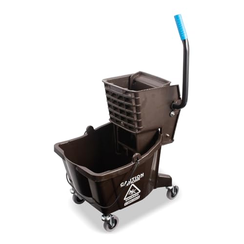SPARTA Commercial Mop Bucket With Side Press Wringer, Floor Cleaning Essentials for Commercial and Home Use 26 Quart Capacity, 1 Count, Brown - color: Brown