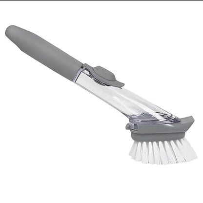 Soap Dispensing Dish Brush with Holder, Kitchen Pot Pan Scrub Brush Set with Replaceable Brush Head, Sink Cleaning Brush with Storage Tray (2-piece Brush Head Set) - color: 2-piece Brush Head Set