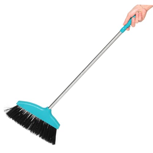 Mobestech Soft Bristle Broom with Long Handle PET Hair Cleaning Broom for Home and Kitchen for Indoor and Outdoor Use