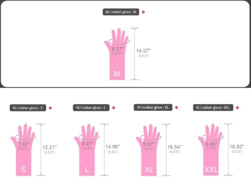 Myungjin (2 Pairs Reusable Waterproof Household Dishwashing Non-Slip Cleaning Latex Rubber Kitchen Gloves (Pink, Medium) - size: Medium 21cm x 37 cm