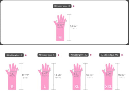 Myungjin (2 Pairs Reusable Waterproof Household Dishwashing Non-Slip Cleaning Latex Rubber Kitchen Gloves (Pink, Medium) - size: Medium 21cm x 37 cm