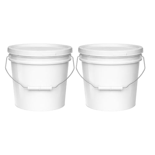 MKS Plastics 2-Gallon Bucket with Airtight Lid – Made in USA, Food Grade BPA Free Plastic, Heavy Duty Multi-Use, Metal Handle with Grip, Stackable Storage – White, 2 Pack - color: 2 Gallon - White, size: 2