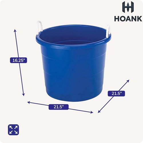 20 Gallon Storage Tub, Round Heavy Duty Plastic Container with Rope Handles, 21.5 x 21.5 x 16.5 inches, Navy Blue - color: Navy Blue