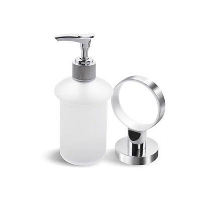 Wall Mount Soap Dispenser with SUS304 Stainless Steel Holder, 6.8 oz (200ml) Frosted Glass Lotion Pump Dispenser for Bathroom and Kitchen, Silver - size: Silver