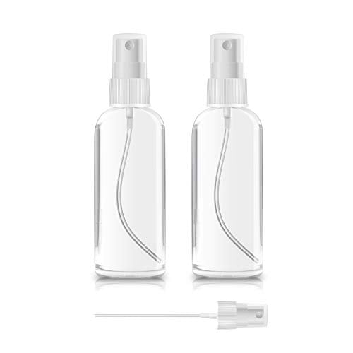 ZEROFIRE 2 Pack Spray Bottles 2oz Clear Plastic Empty Refillable Mini Spritzer for Travel, Cleaning, Gardening, Skin Care Atomizer for Essential Oils, Perfume - color: 2 Pack, size: 2 Ounce