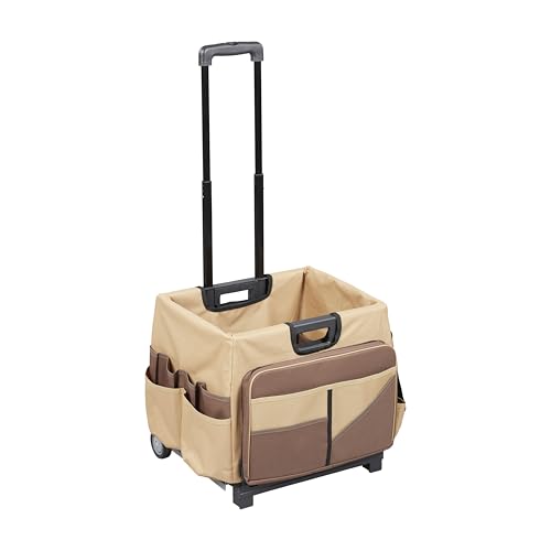 ECR4Kids Universal Rolling Cart with Canvas Organizer Bag, Mobile Storage, Dark Grey/Grey - color: Chocolate/Sand