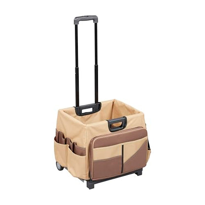 ECR4Kids Universal Rolling Cart with Canvas Organizer Bag, Mobile Storage, Dark Grey/Grey - color: Chocolate/Sand
