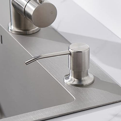 Sink Soap Dispenser Brushed Nickel, Soap Dispenser for Kitchen Sink Stainless Steel Refill from The Top Built in Sink Soap Dispensers with 17 OZ Soap Bottle - color: Brushed Nickel