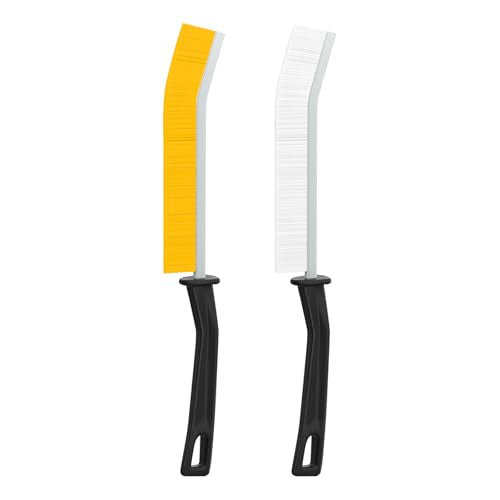 2PCS 23 * 2cm Crevice Cleaning Brush Set for Window Tracks Kitchen Use, Household Scrub Brushes with Handle Daily Clean(Multicolor) - color: White,yellow