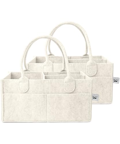 Mr. Pen- Baby Diaper Caddy Organizer, 2 Pack, Beige | Nursery Storage Bin and Car Organizer for Diapers and Baby Wipes - color: Beige, size: 2 Pack, Regular