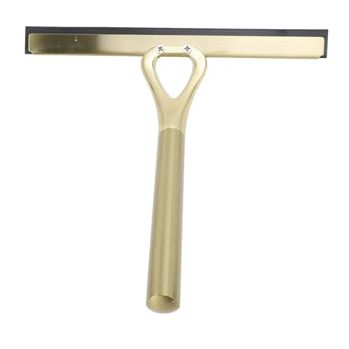 Asixxsix Glass Wiper, 304 Stainless Steel Shower Squeegee with Silicone Vane/Wing for Bathroom Windows Mirrors and Glass Surfaces (Gold) - size: Gold