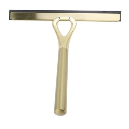 Asixxsix Glass Wiper, 304 Stainless Steel Shower Squeegee with Silicone Vane/Wing for Bathroom Windows Mirrors and Glass Surfaces (Gold) - size: Gold