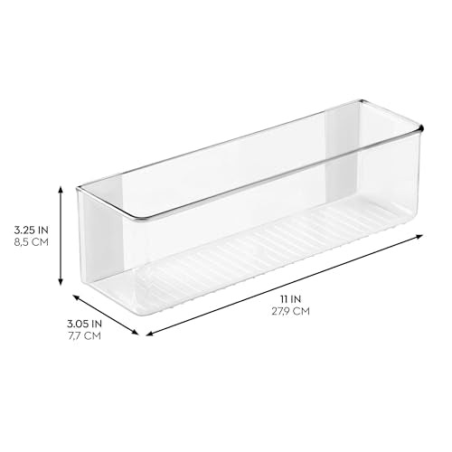 iDesign Adhesive Organizer Bin, Set of 4, Clear | Damage-Free Hanging, For Kitchen, Bathroom, or Office - style: Pack of 4