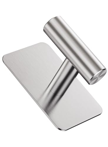 Heavy Duty Adhesive Hooks - 26lb Max, Sticky Wall Hooks Waterproof Stainless Steel for Hanging Towel, Coat, Robe, Towel Hooks Stick on Bathroom, Kitchen, Shower, Door (Silver, 4 Pack) - color: Silver-Cylinder