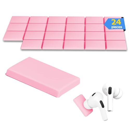 Moloppo 24pcs 0.6" * 0.9" Large Particles Cleaning Putty for AirPods Cleaner Kit – Dust Removal Putty for AirPods Pro, for iPhone Charging Port, Keyboard, Phone, and Electronics, Pink，1 Pack - color: A3-Pink