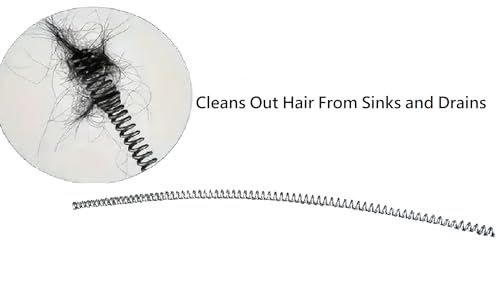 Manual Drain Snake & Auger Tool – Metal Cable Clog Remover for Sinks, Showers, Bathtubs & Bathroom Drains – Hair and Food Drain Cleaner for Kitchen and Home Use